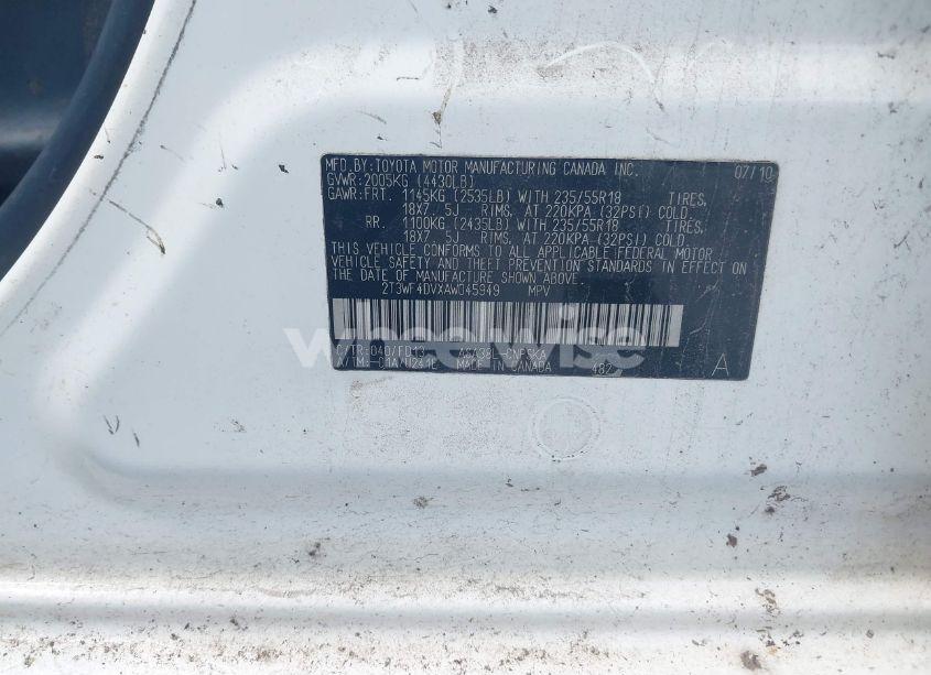 Photo 9 of 2010 Toyota Rav4 SPORT (VIN 2T3WF4DVXAW045949)