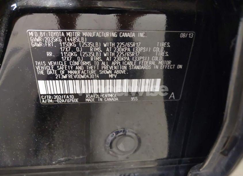 Photo 9 of 2013 Toyota Rav4 XLE (VIN 2T3WFREV0DW043014)