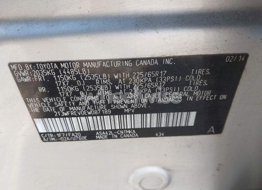 Photo 9 of 2014 Toyota Rav4 XLE (VIN 2T3WFREV0EW087189)