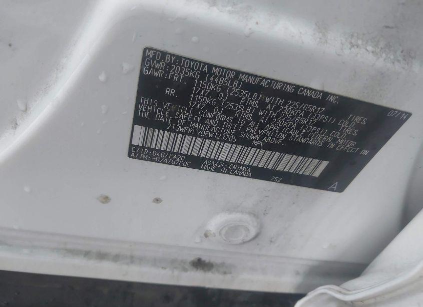 Photo 9 of 2014 Toyota Rav4 XLE (VIN 2T3WFREV0EW123205)