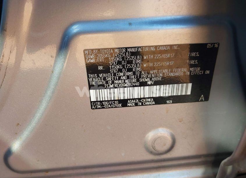 Photo 9 of 2016 Toyota Rav4 XLE (VIN 2T3WFREV0GW282440)