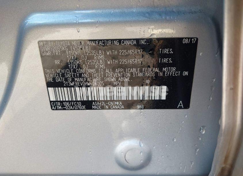 Photo 9 of 2017 Toyota Rav4 XLE (VIN 2T3WFREV0HW404005)