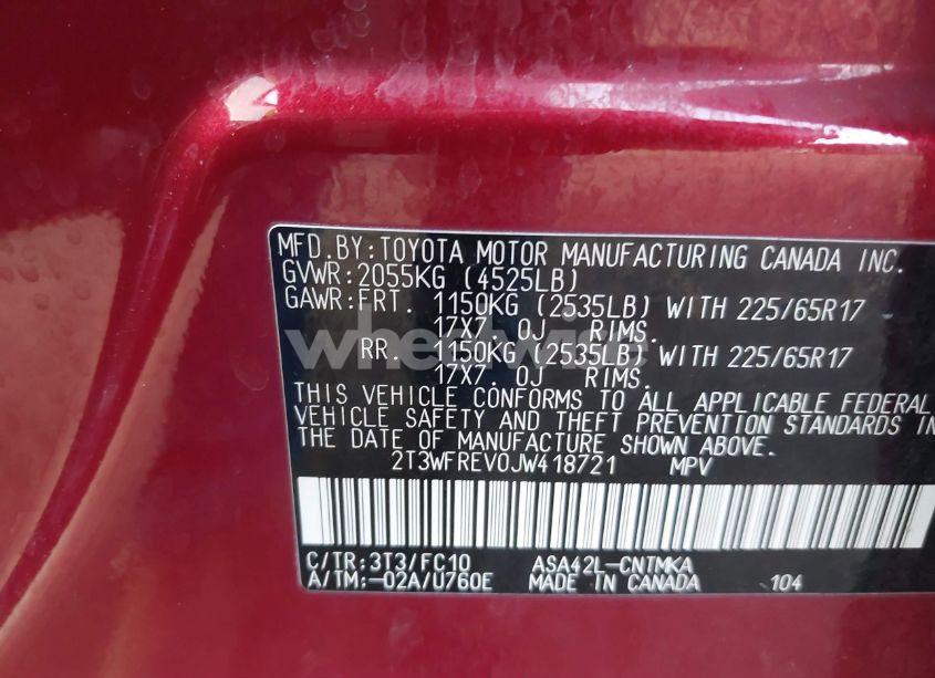 Photo 9 of 2018 Toyota Rav4 ADVENTURE/XLE (VIN 2T3WFREV0JW418721)