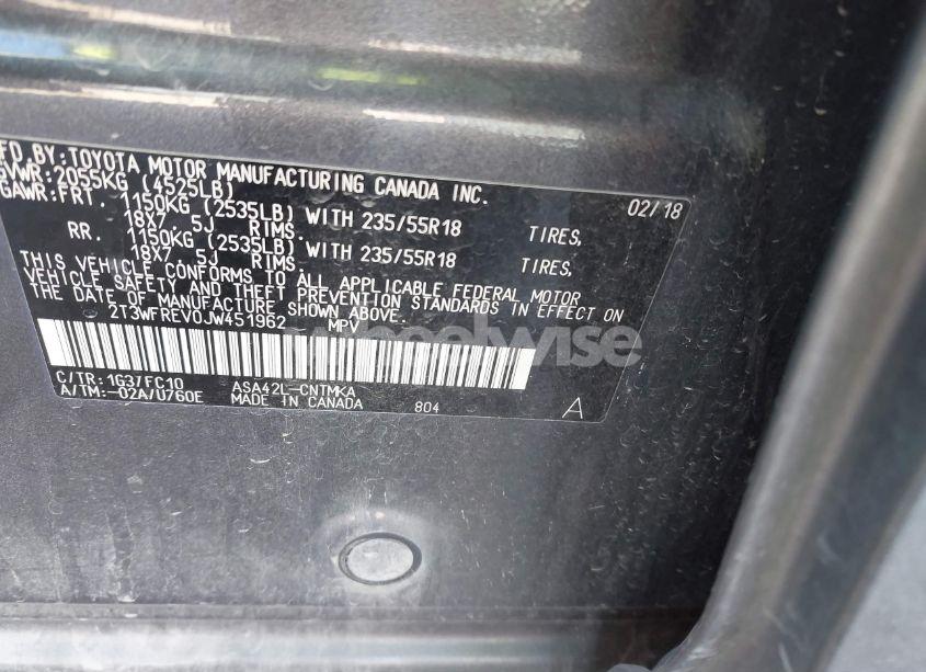 Photo 9 of 2018 Toyota Rav4 ADVENTURE/XLE (VIN 2T3WFREV0JW451962)