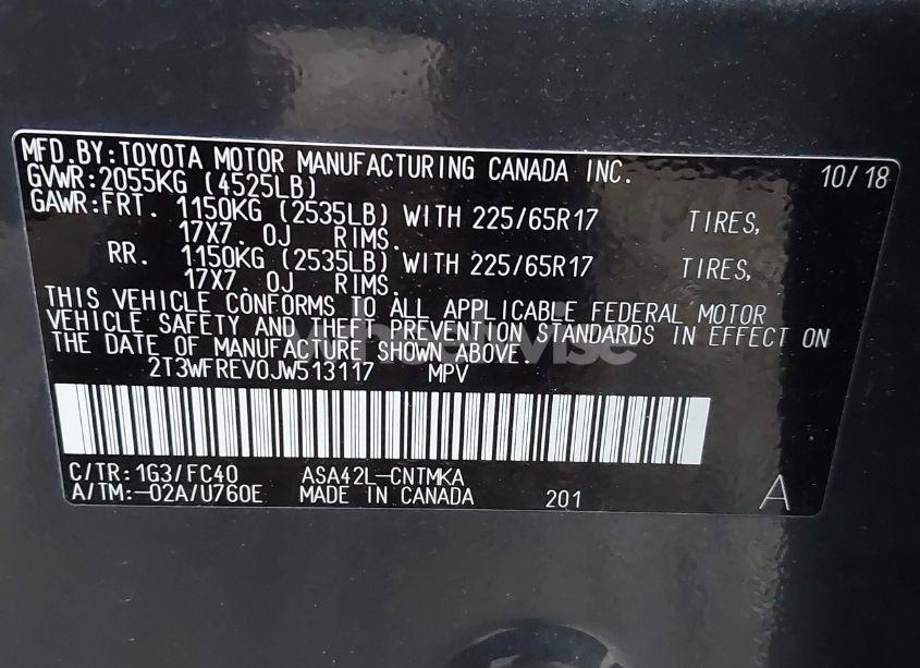 Photo 9 of 2018 Toyota Rav4 ADVENTURE/XLE (VIN 2T3WFREV0JW513117)