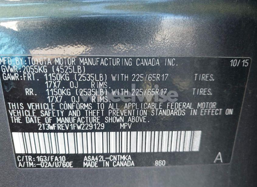 Photo 9 of 2015 Toyota Rav4 XLE (VIN 2T3WFREV1FW229129)