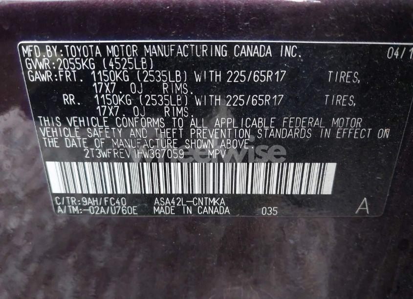 Photo 9 of 2017 Toyota Rav4 XLE (VIN 2T3WFREV1HW367059)