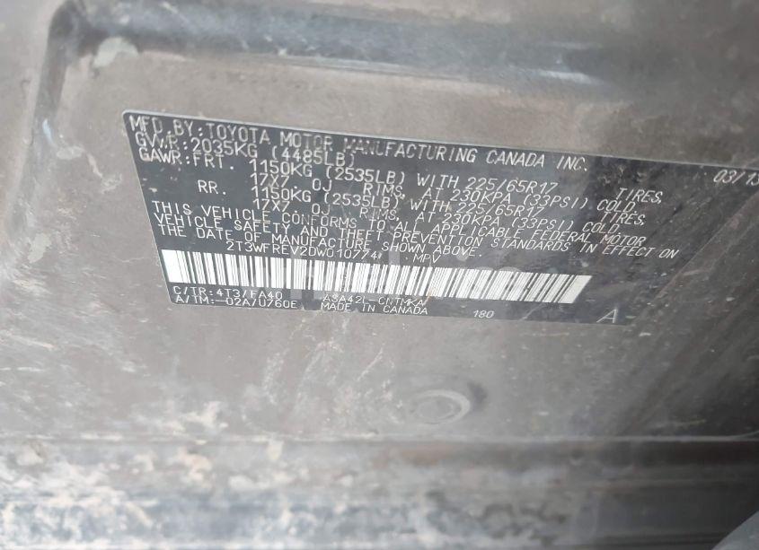 Photo 9 of 2013 Toyota Rav4 XLE (VIN 2T3WFREV2DW010774)