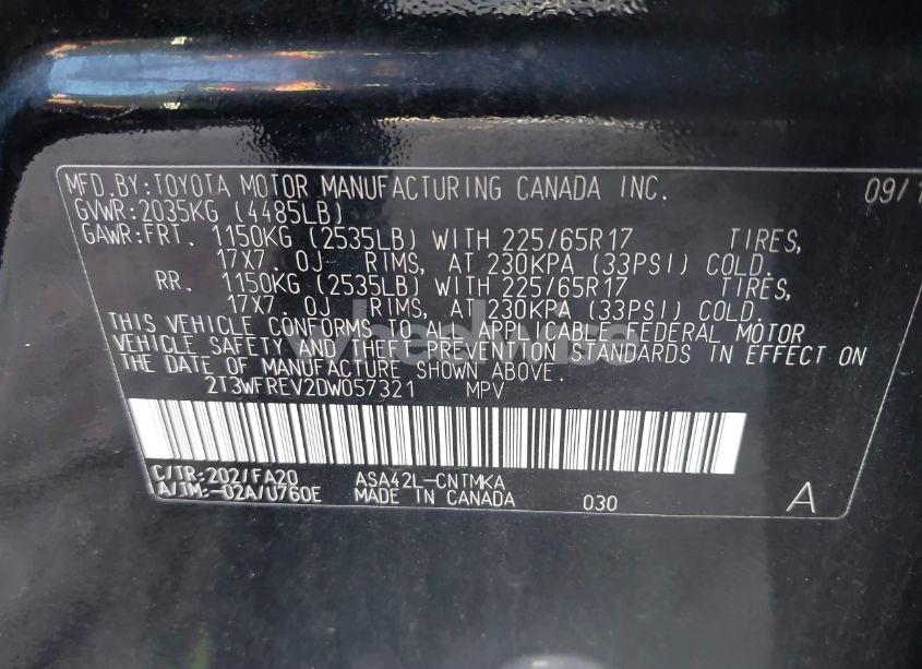 Photo 9 of 2013 Toyota Rav4 XLE (VIN 2T3WFREV2DW057321)