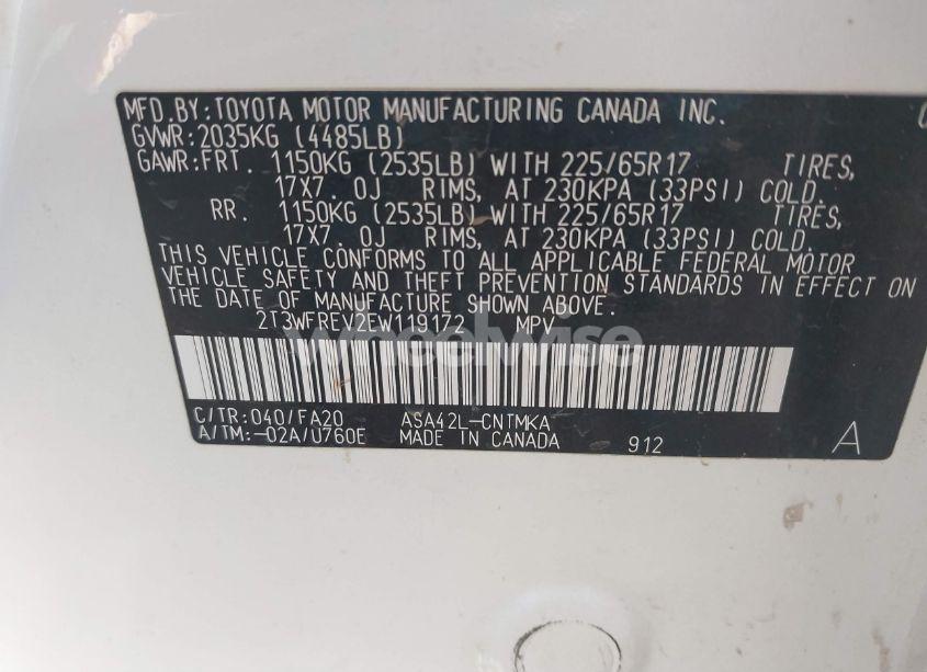 Photo 9 of 2014 Toyota Rav4 XLE (VIN 2T3WFREV2EW119172)