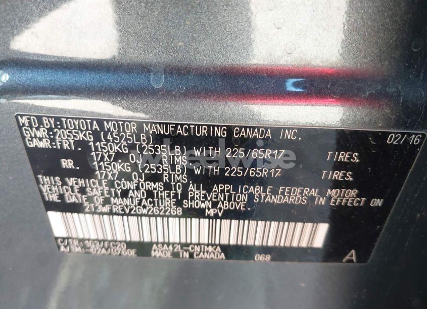 Photo 9 of 2016 Toyota Rav4 XLE (VIN 2T3WFREV2GW262268)