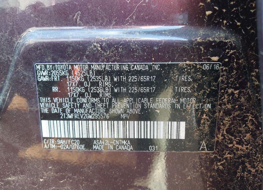 Photo 9 of 2016 Toyota Rav4 XLE (VIN 2T3WFREV2GW295576)