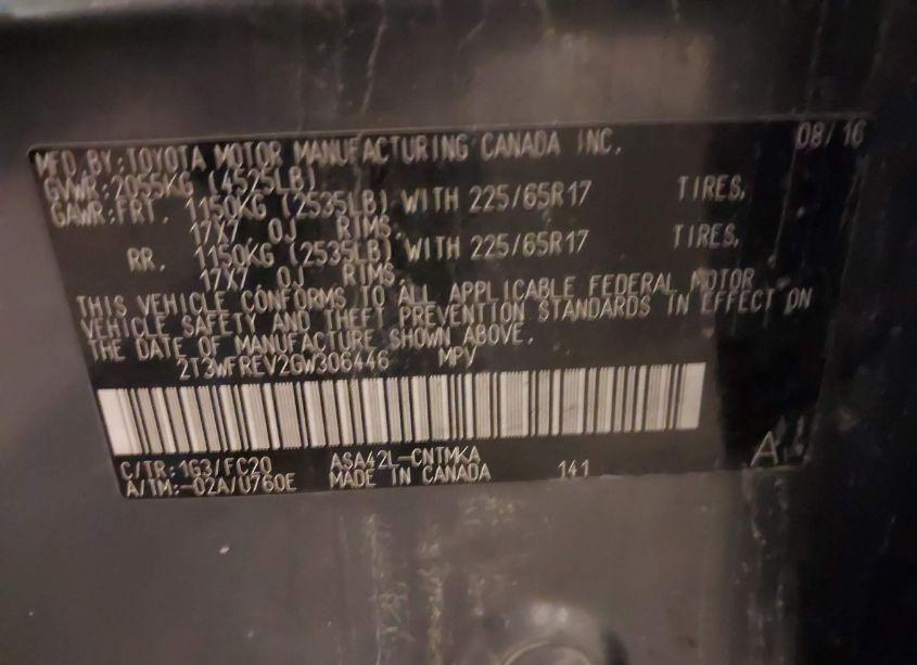 Photo 9 of 2016 Toyota Rav4 XLE (VIN 2T3WFREV2GW306446)