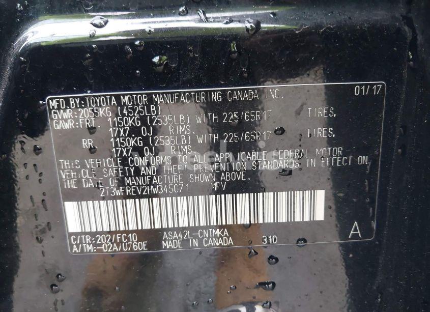 Photo 9 of 2017 Toyota Rav4 XLE (VIN 2T3WFREV2HW345071)