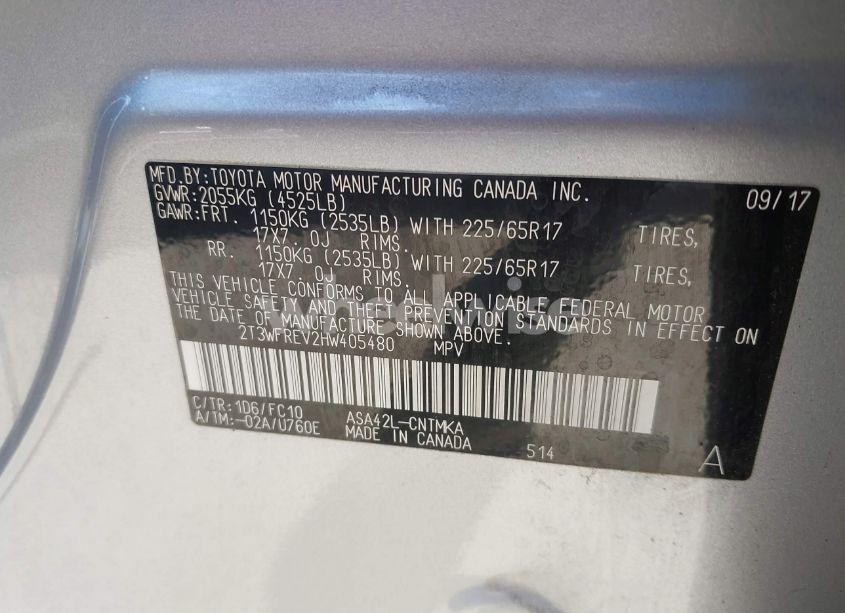 Photo 9 of 2017 Toyota Rav4 XLE (VIN 2T3WFREV2HW405480)