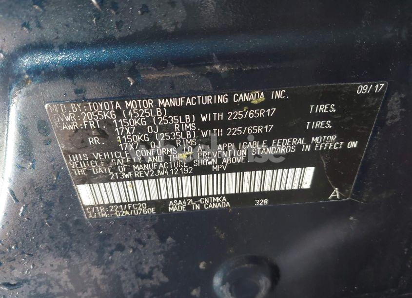 Photo 9 of 2018 Toyota Rav4 ADVENTURE/XLE (VIN 2T3WFREV2JW412192)