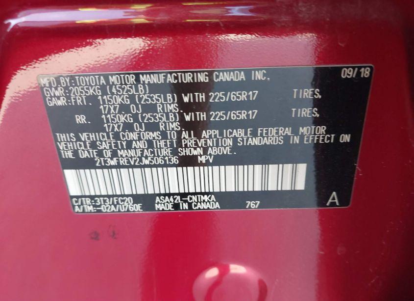 Photo 9 of 2018 Toyota Rav4 ADVENTURE/XLE (VIN 2T3WFREV2JW506136)