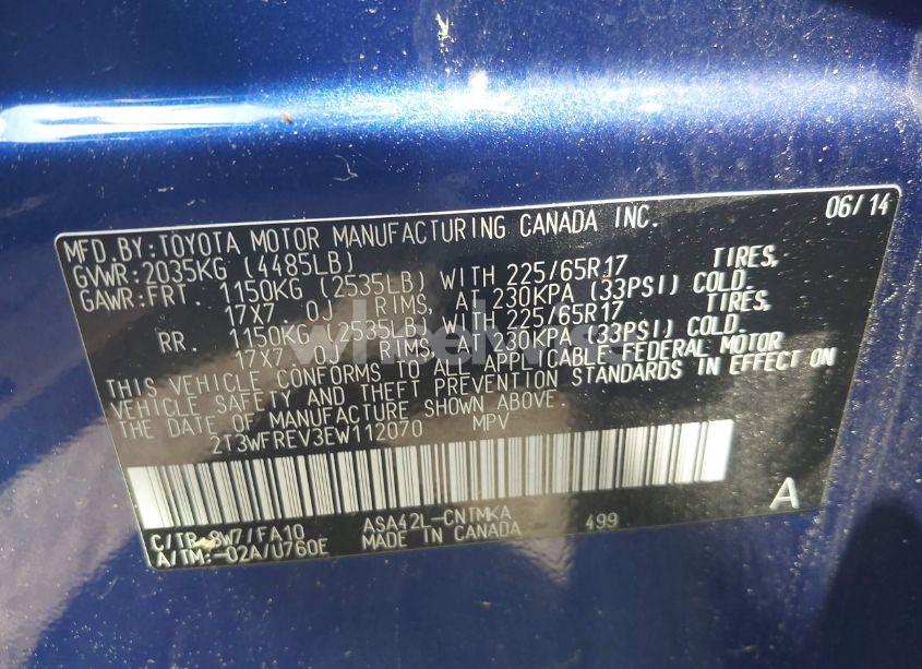 Photo 9 of 2014 Toyota Rav4 XLE (VIN 2T3WFREV3EW112070)