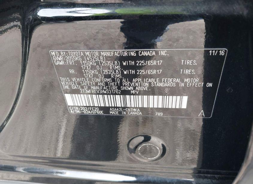 Photo 9 of 2017 Toyota Rav4 XLE (VIN 2T3WFREV3HW331762)