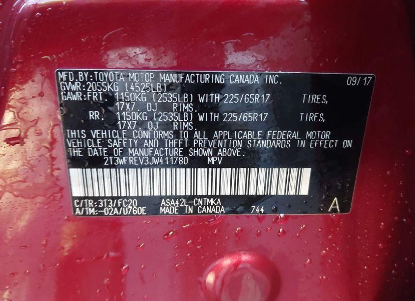 Photo 9 of 2018 Toyota Rav4 ADVENTURE/XLE (VIN 2T3WFREV3JW411780)