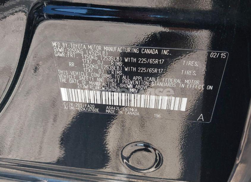 Photo 9 of 2015 Toyota Rav4 XLE (VIN 2T3WFREV4FW167578)