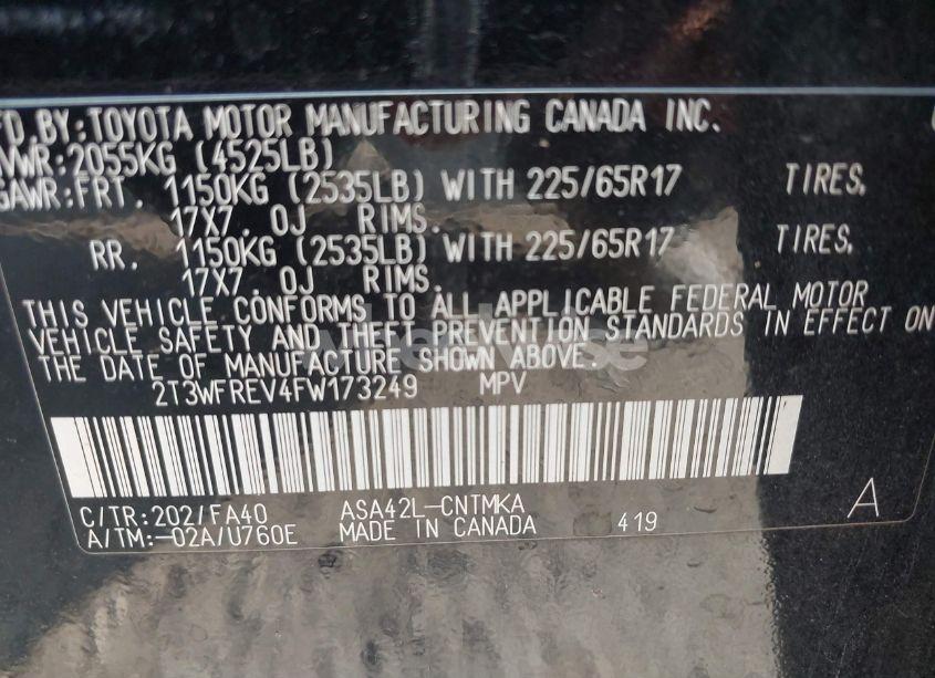 Photo 9 of 2015 Toyota Rav4 XLE (VIN 2T3WFREV4FW173249)