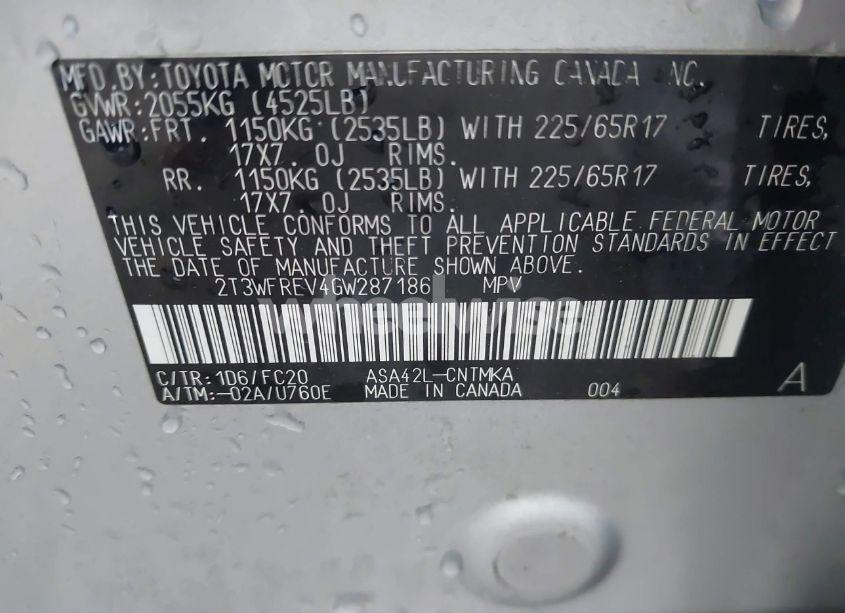 Photo 9 of 2016 Toyota Rav4 XLE (VIN 2T3WFREV4GW287186)