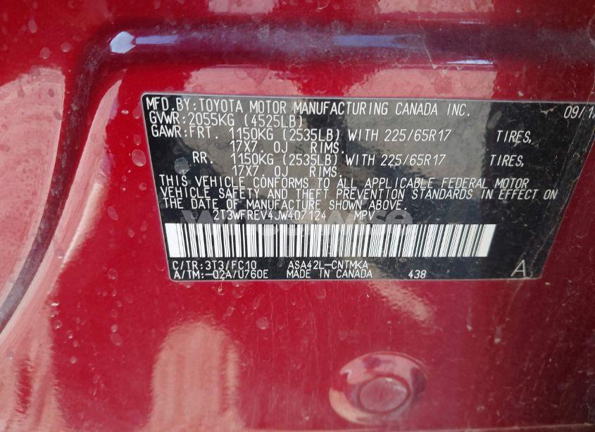 Photo 9 of 2018 Toyota Rav4 ADVENTURE/XLE (VIN 2T3WFREV4JW407124)