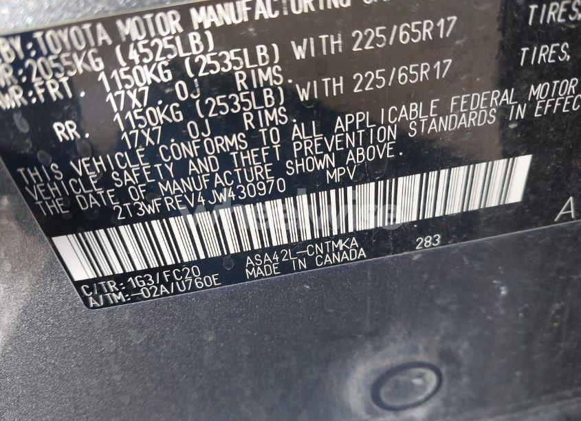 Photo 9 of 2018 Toyota Rav4 ADVENTURE/XLE (VIN 2T3WFREV4JW430970)