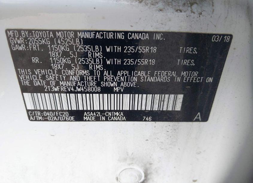 Photo 9 of 2018 Toyota Rav4 ADVENTURE (VIN 2T3WFREV4JW458008)