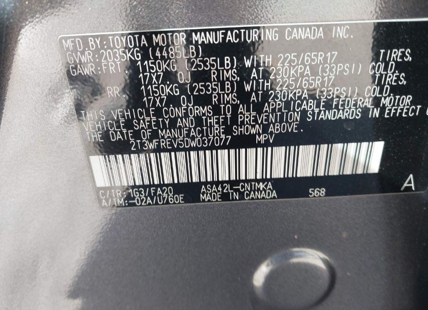 Photo 9 of 2013 Toyota Rav4 XLE (VIN 2T3WFREV5DW037077)