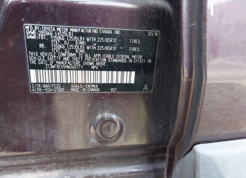 Photo 9 of 2017 Toyota Rav4 XLE (VIN 2T3WFREV5HW340771)