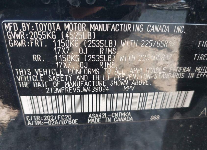 Photo 9 of 2018 Toyota Rav4 ADVENTURE/XLE (VIN 2T3WFREV5JW439094)