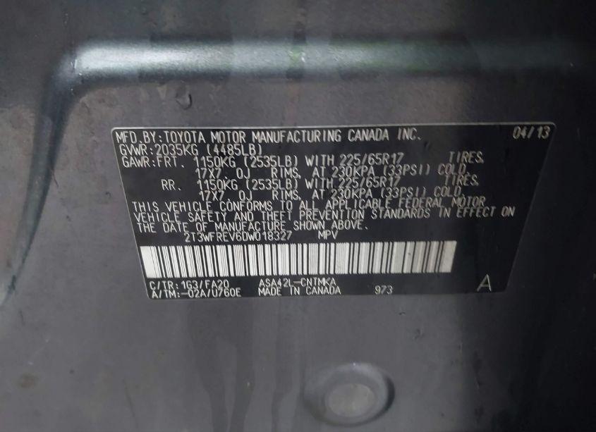 Photo 9 of 2013 Toyota Rav4 XLE (VIN 2T3WFREV6DW018327)