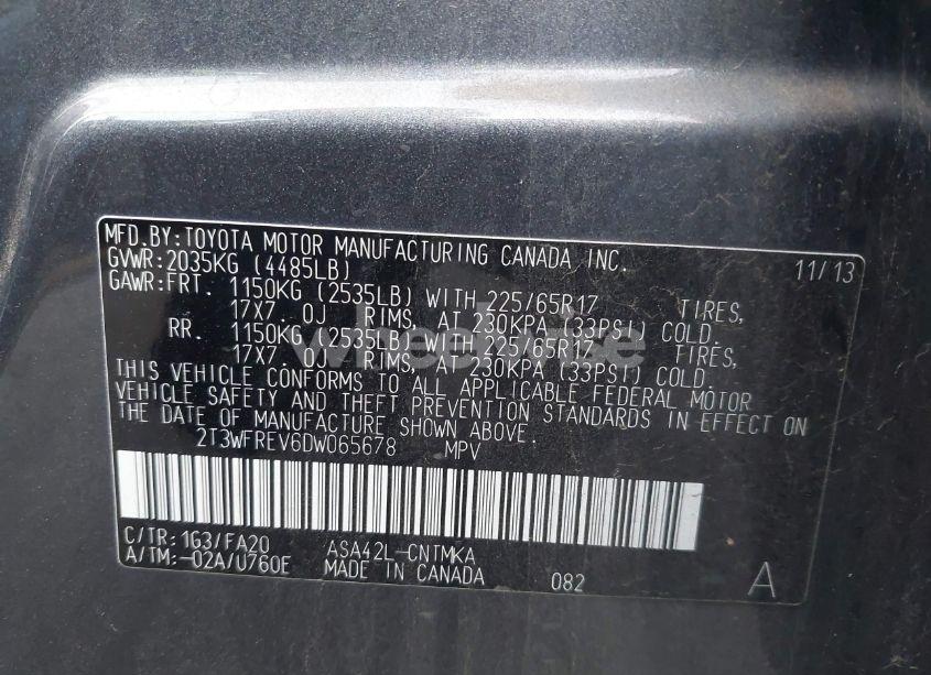 Photo 9 of 2013 Toyota Rav4 XLE (VIN 2T3WFREV6DW065678)