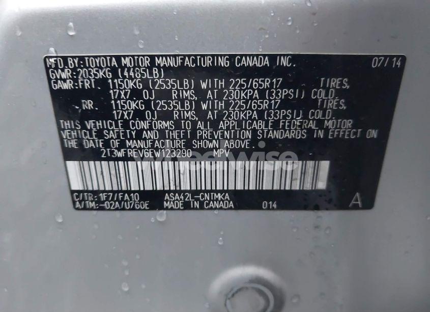 Photo 9 of 2014 Toyota Rav4 XLE (VIN 2T3WFREV6EW123290)