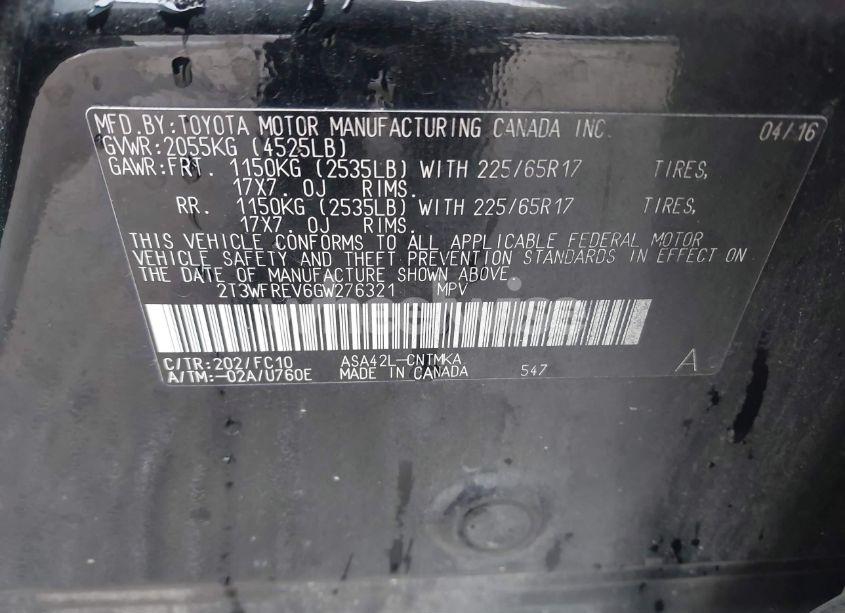 Photo 9 of 2016 Toyota Rav4 XLE (VIN 2T3WFREV6GW276321)