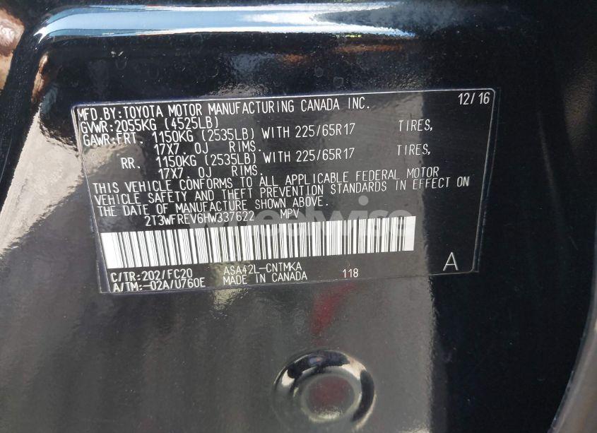 Photo 9 of 2017 Toyota Rav4 XLE (VIN 2T3WFREV6HW337622)