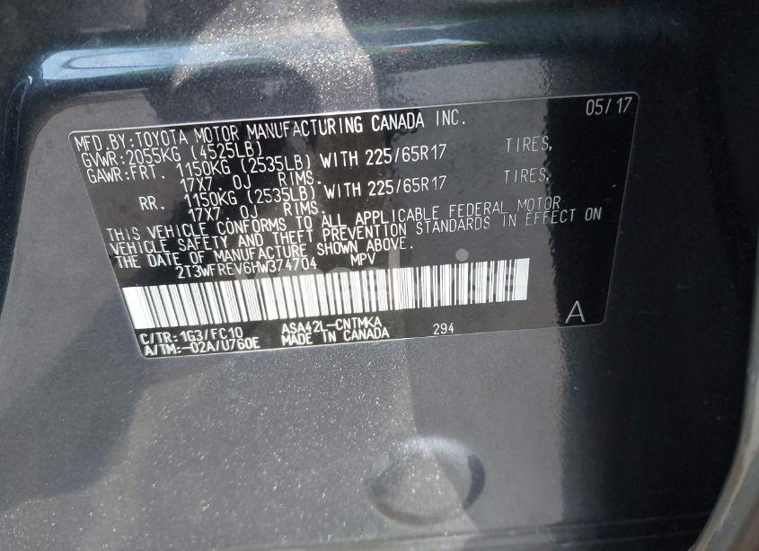 Photo 9 of 2017 Toyota Rav4 XLE (VIN 2T3WFREV6HW374704)