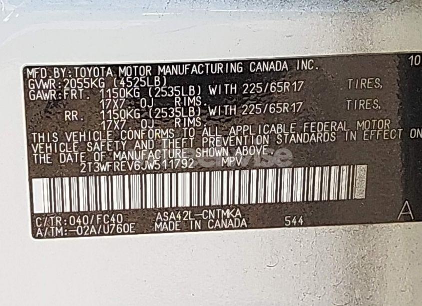 Photo 9 of 2018 Toyota Rav4 XLE (VIN 2T3WFREV6JW511792)