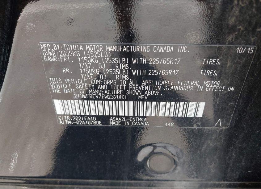 Photo 9 of 2015 Toyota Rav4 XLE (VIN 2T3WFREV7FW232083)