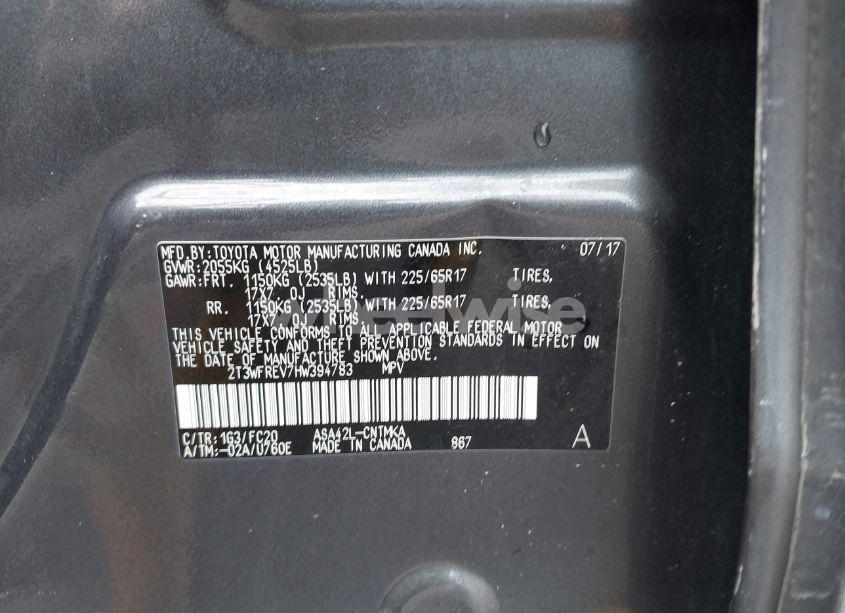 Photo 9 of 2017 Toyota Rav4 XLE (VIN 2T3WFREV7HW394783)