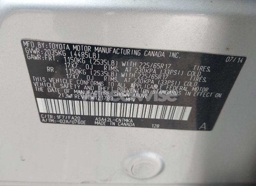 Photo 9 of 2014 Toyota Rav4 XLE (VIN 2T3WFREV8EW121783)