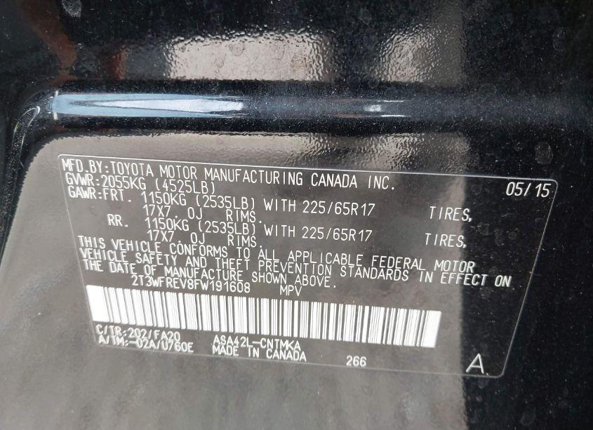 Photo 9 of 2015 Toyota Rav4 XLE (VIN 2T3WFREV8FW191608)