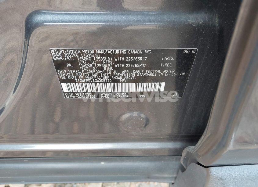 Photo 9 of 2016 Toyota Rav4 XLE (VIN 2T3WFREV8GW308220)