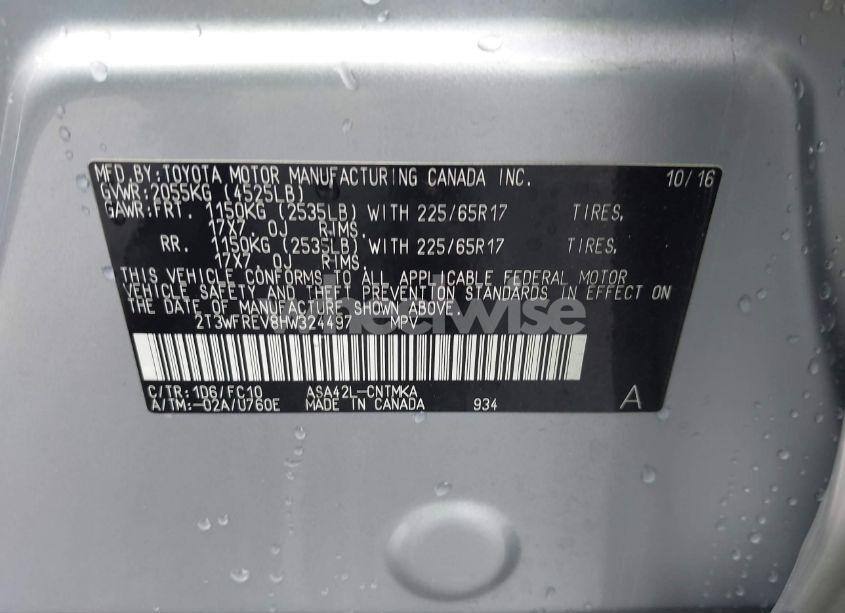 Photo 9 of 2017 Toyota Rav4 XLE (VIN 2T3WFREV8HW324497)