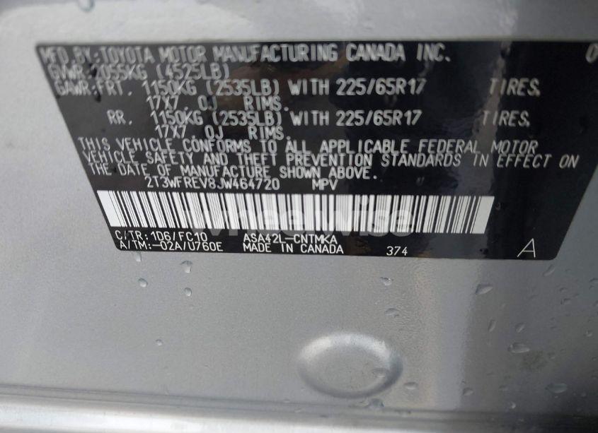 Photo 9 of 2018 Toyota Rav4 ADVENTURE/XLE (VIN 2T3WFREV8JW464720)