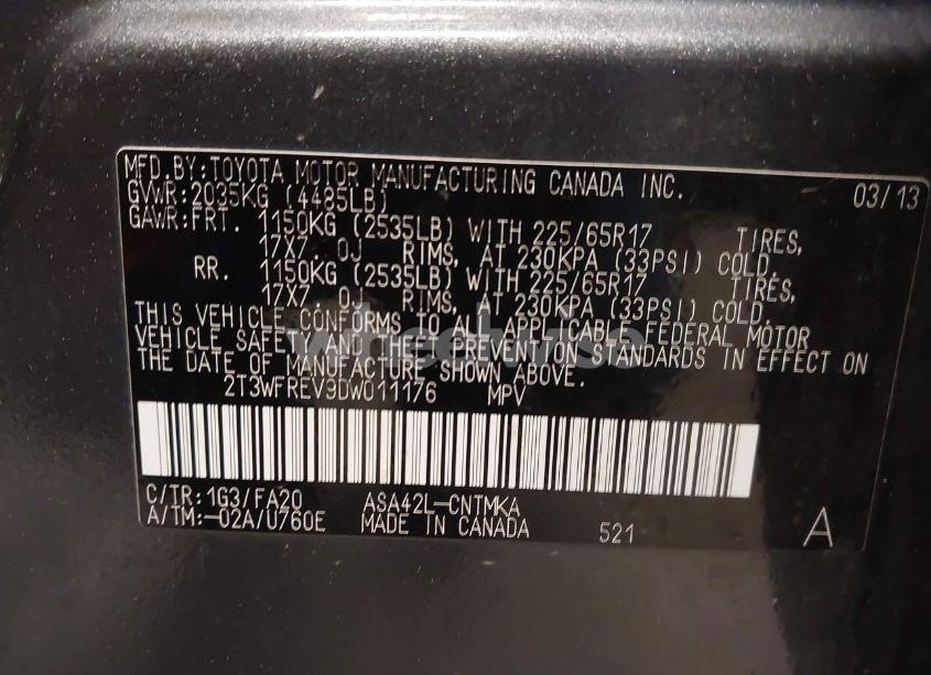 Photo 9 of 2013 Toyota Rav4 XLE (VIN 2T3WFREV9DW011176)