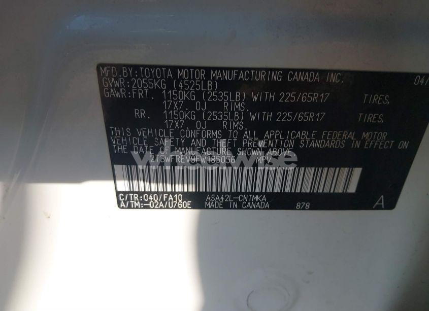 Photo 9 of 2015 Toyota Rav4 XLE (VIN 2T3WFREV9FW185056)