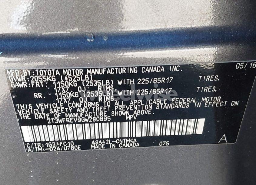 Photo 9 of 2016 Toyota Rav4 XLE (VIN 2T3WFREV9GW280895)